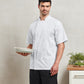 Studded front short sleeve chef's jacket PR664
